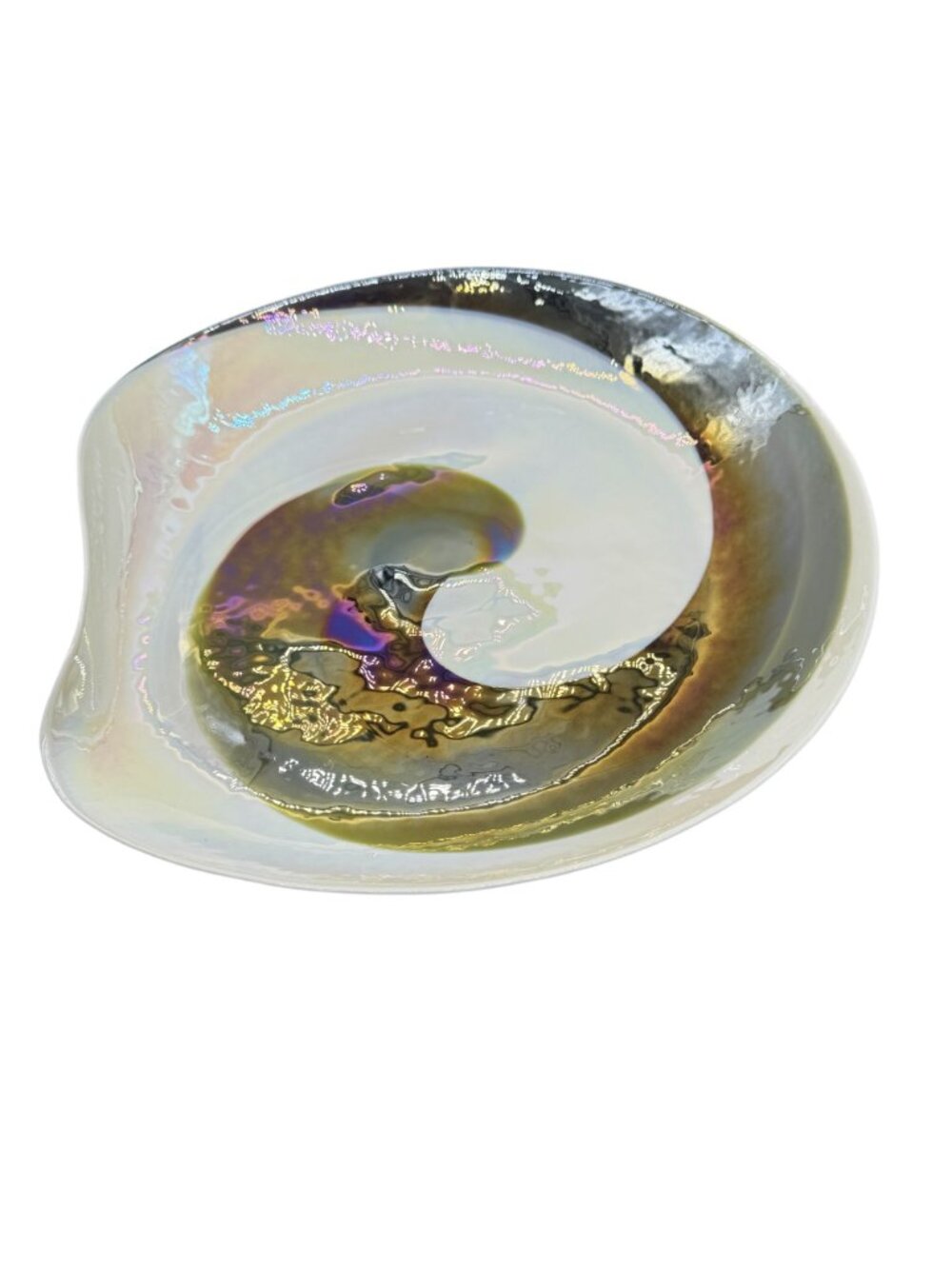 Yalos  Murano Leopardo Ivory and Amber Glass Centerpiece 17"x 17"x 2" (no stand) - Picture 7 of 11